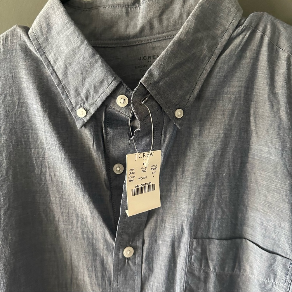 NWT J. Crew Light Weight Chambray Dress Shirt